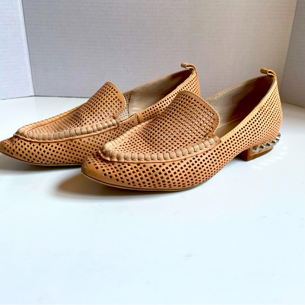 Jeffrey Campbell Barnett Leather Perforated Studded Loafers Size 8.5